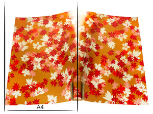 Italian leather panel Russo sakura biscuit light brown flower print