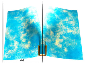 Italian leather panel Russo artesano aqua