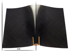 Italian leather panel Russo commodore nero black lines