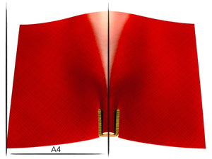 Italian leather panel Russo commodore fuoco red lines