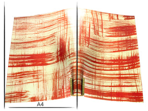 Italian leather panel Russo canvora fuoco brush-painted