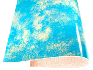 Vegetable tanned leather Russo artesano aqua light blue brush painted