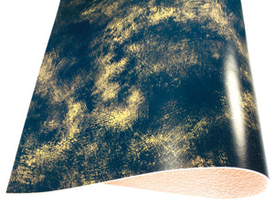 Vegetable tanned leather Russo artesano cavaliere blue brush painted