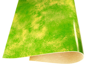 Vegetable tanned leather Russo artesano lime light green brush painted