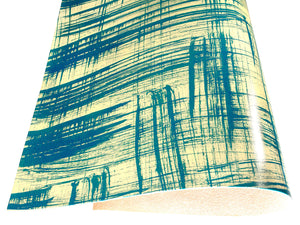 Vegetable tanned leather Russo canvora cavaliere blue brush-painted