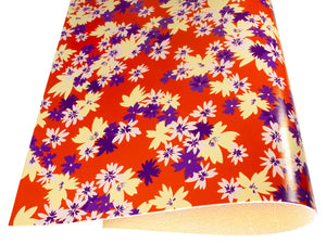 Vegetable tanned leather Russo sakura catalina orange flower print