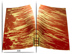 Italian leather panel Russo carrara rusty red stripes