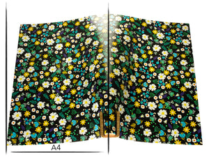 Italian leather panel Russo sakura nero black flower print