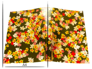 Italian leather panel Russo sakura verdago green flower print