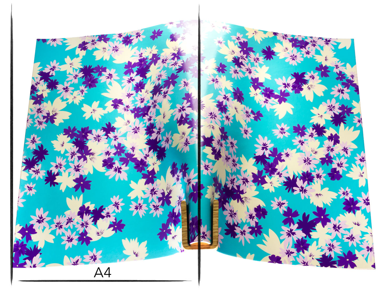 Italian leather panel Russo sakura aqua light blue flower print