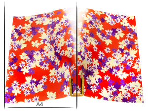 Italian leather panel Russo sakura catalina orange flower print