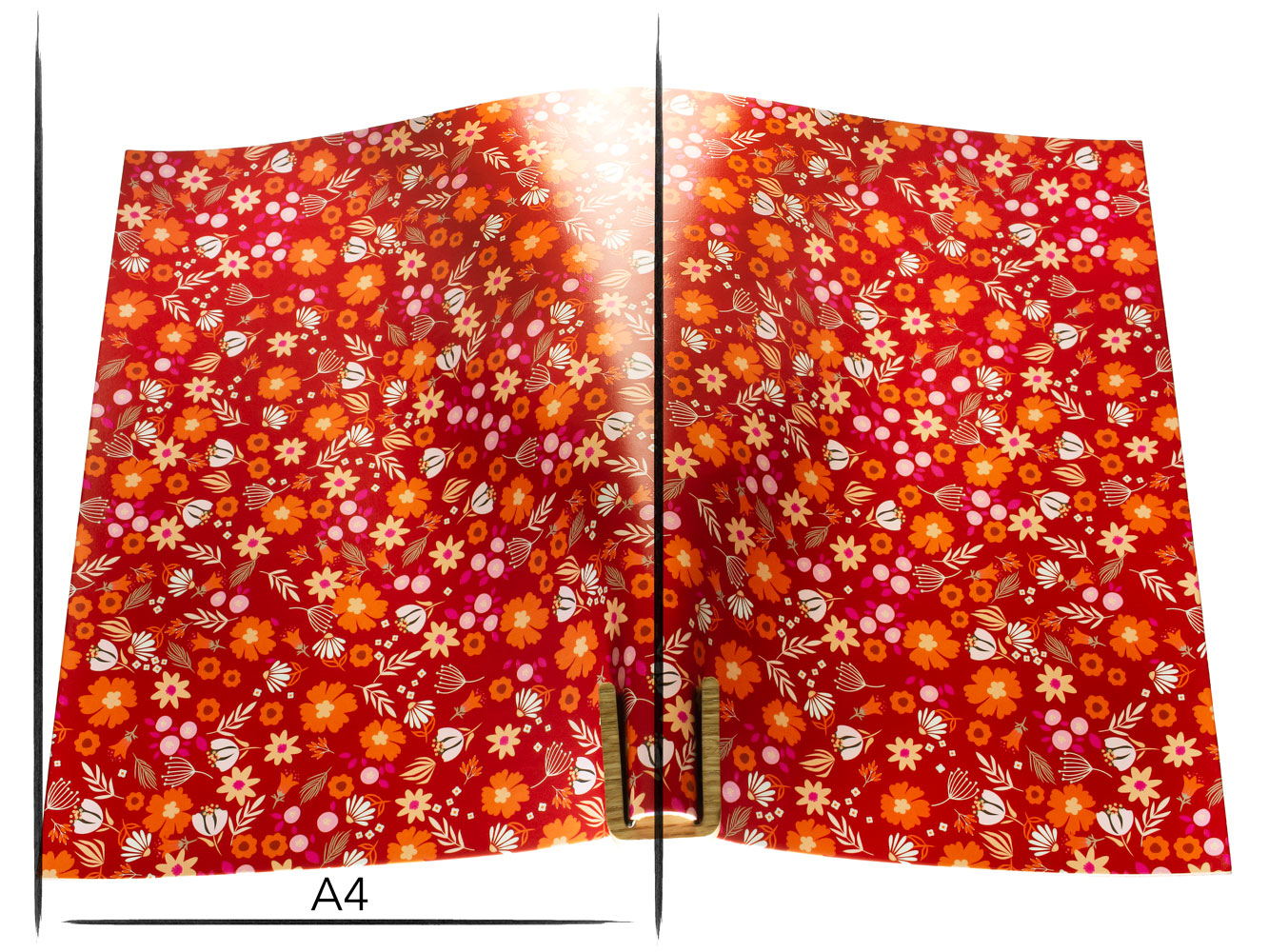 Italian leather panel Russo sakura fuoco red flower print