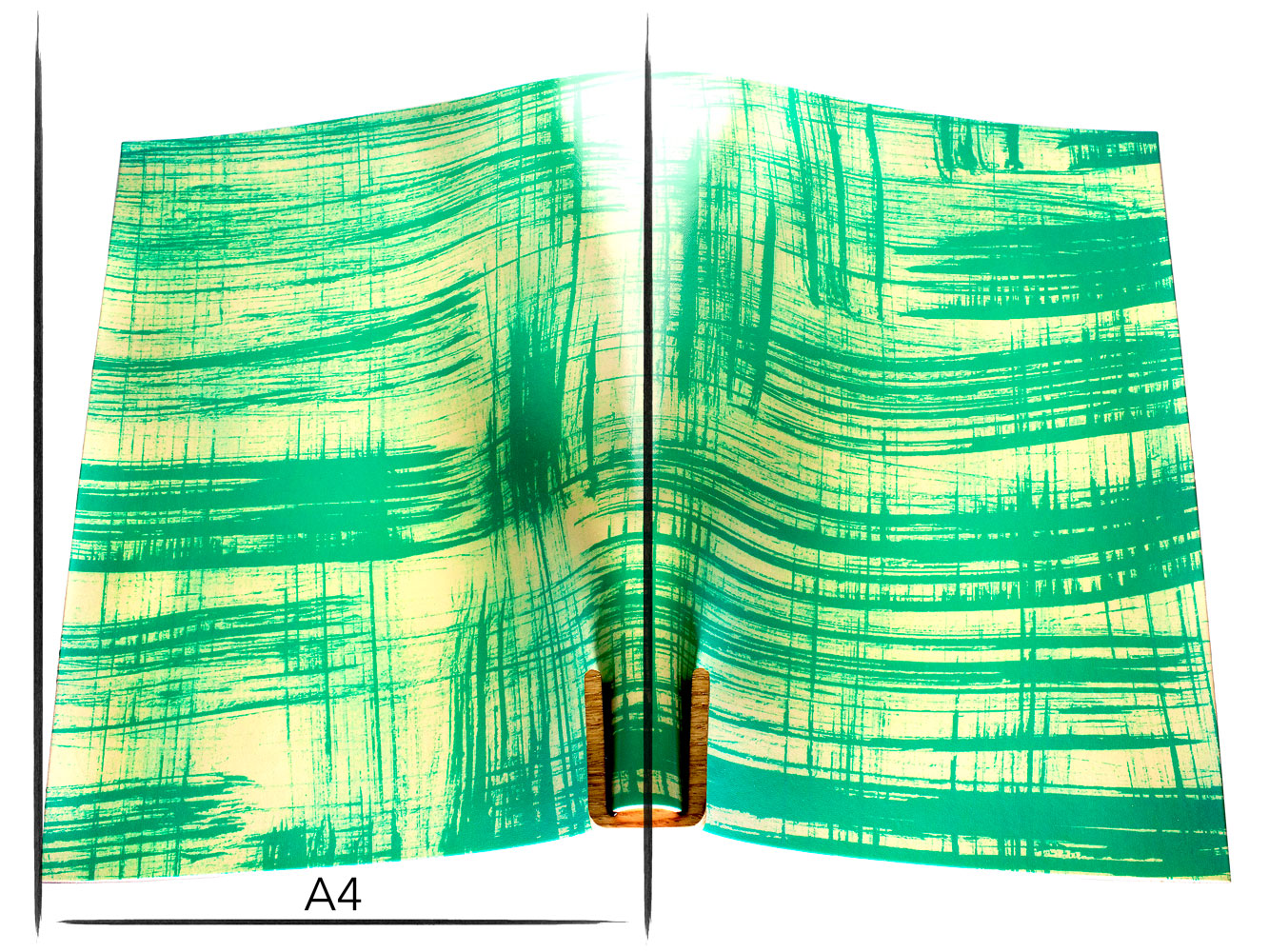 Italian leather panel Russo canvora verdago brush-painted