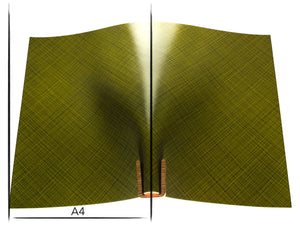 Italian leather panel Russo commodore oliva green lines