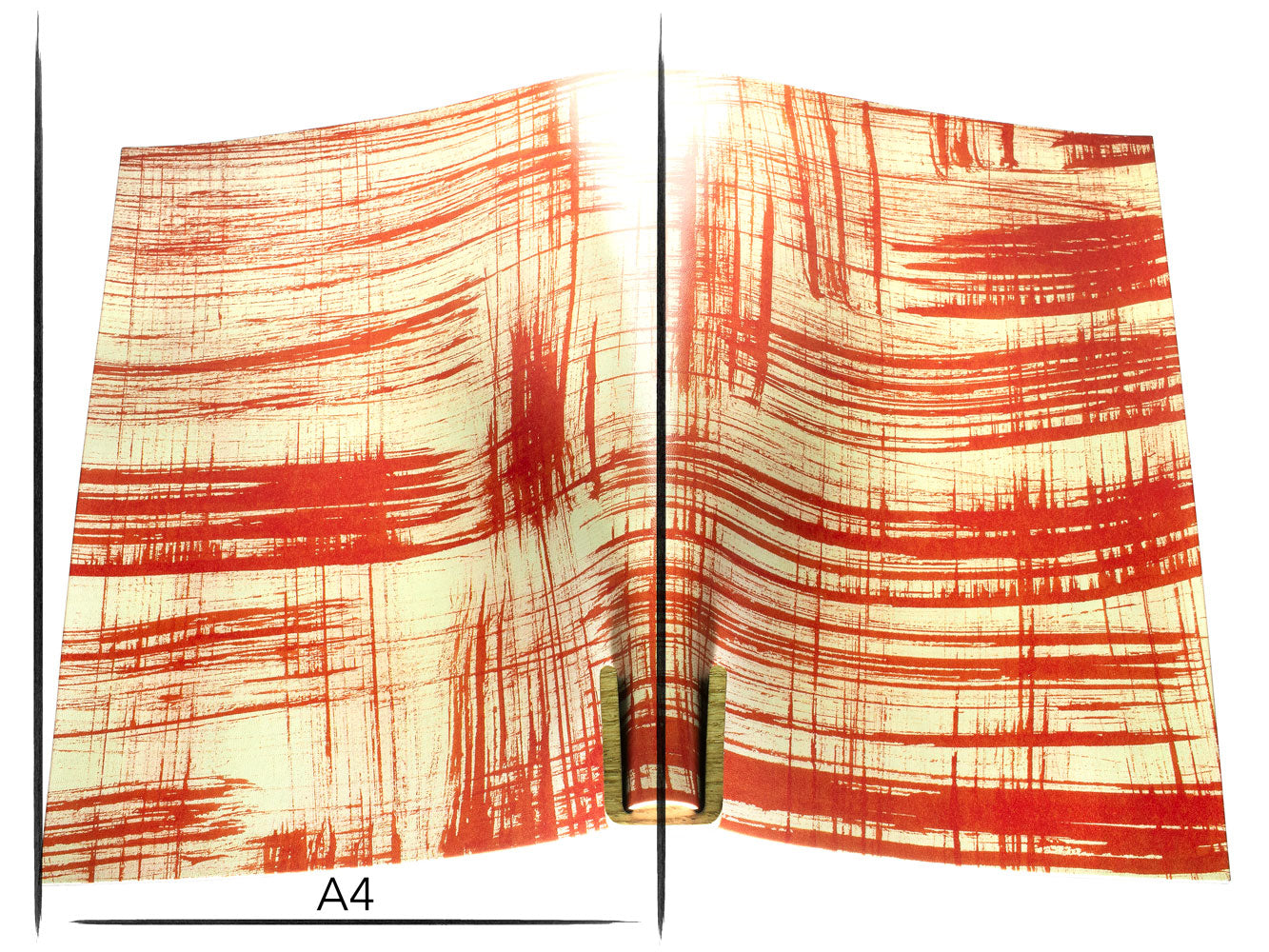 Italian leather panel Russo canvora fuoco brush-painted