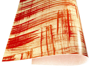 Vegetable tanned leather Russo canvora fuoco red brush-painted