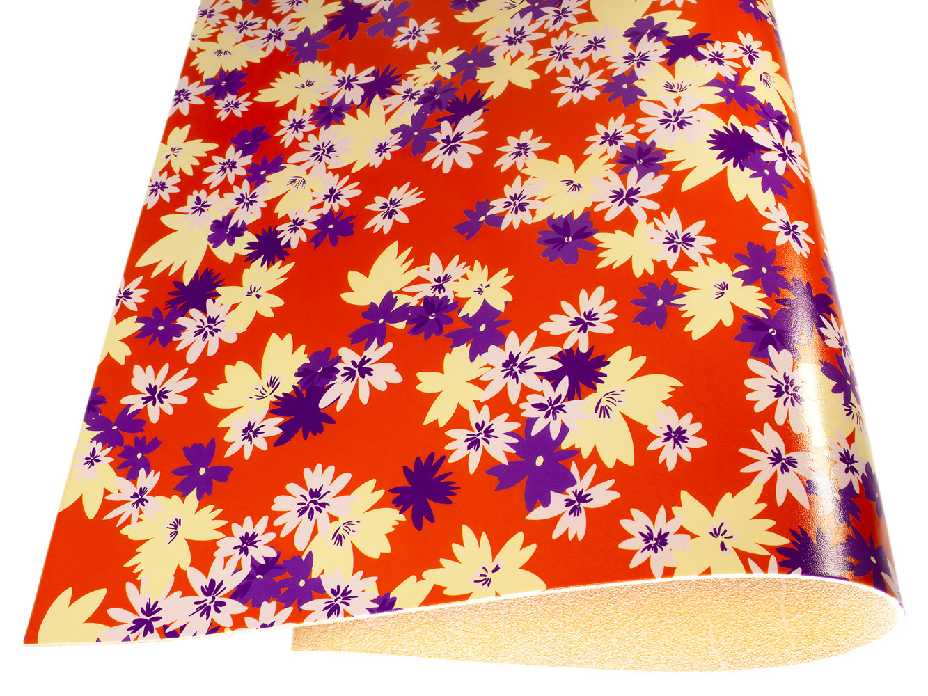 Vegetable tanned leather Russo sakura catalina orange flower print