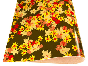 Vegetable tanned leather Russo sakura verdago green flower print