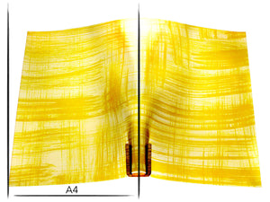 Italian leather panel Russo canvora mustard brush-painted